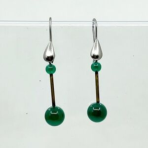 sterling silver & brass chrysoprase bead earrings - GM756